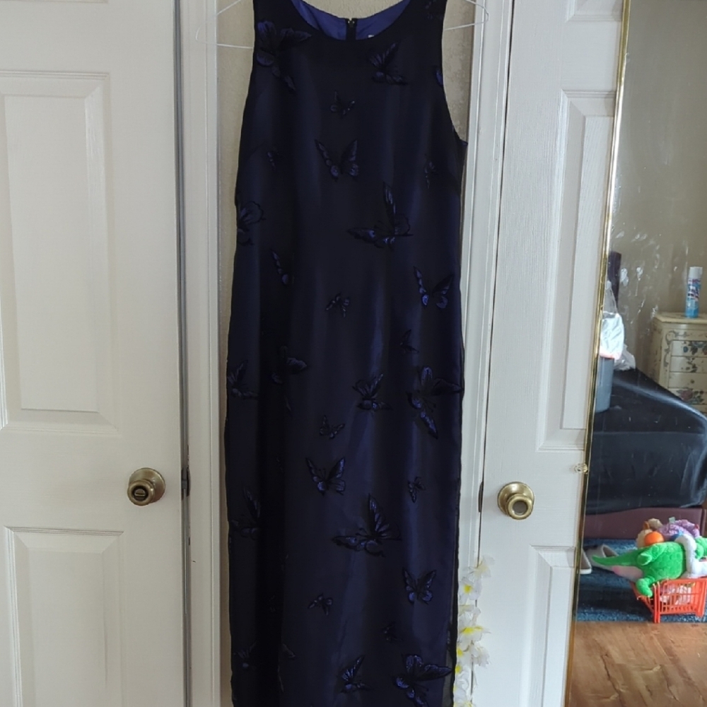 💜 Jessica Howard Navy Maxi Dress with Butterfly Design 💜